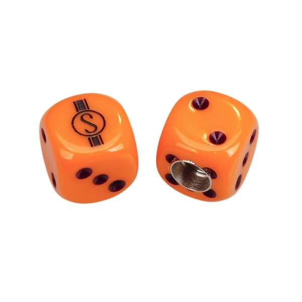 Schwinn Schwinn Krate  Stingray "S" Dice Bicycle Tire Valve Caps (pair) - ORANGE