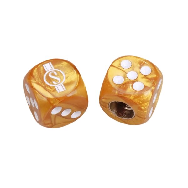 Schwinn Schwinn Krate  Stingray "S" Dice Bicycle Tire Valve Caps (pair) - GOLD