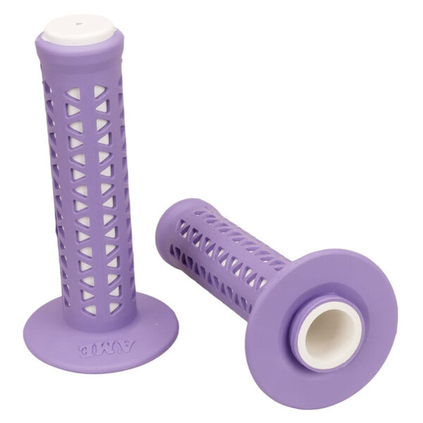 A'ME ***BLEMISH***AME old school BMX Unitron bicycle grips - LAVENDER over WHITE***BLEMISH***