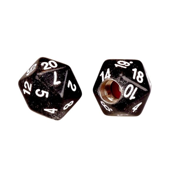 Porkchop BMX Porkchop 20 Sided Dice Bicycle Tire Schrader Valve Caps (pair) BLACK GLITTER