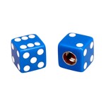 Porkchop BMX Porkchop Dice Bicycle Tire Schrader Valve Caps (pair) - BLUE w/ WHITE pips
