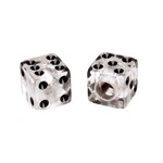 Porkchop BMX Porkchop Dice Bicycle Tire Schrader Valve Caps (pair) - CLEAR w/ BLACK pips