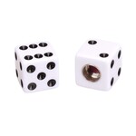 Porkchop BMX Porkchop Dice Bicycle Tire Schrader Valve Caps (pair) - WHITE w/ BLACK pips