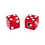 Porkchop BMX Porkchop Dice Bicycle Tire Schrader Valve Caps (pair) - CLEAR RED w/ WHITE pips