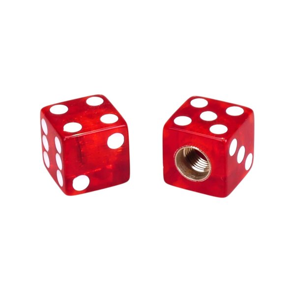 Porkchop BMX Porkchop Dice Bicycle Tire Schrader Valve Caps (pair) - CLEAR RED w/ WHITE pips