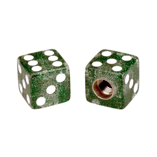 Porkchop BMX Porkchop Dice Bicycle Tire Schrader Valve Caps (pair) - GREEN GLITTER
