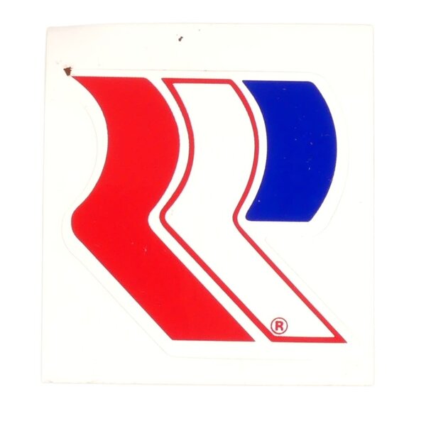Robinson 1980-83 Robinson "R" BMX decal on WHITE (1 5/16" tall)