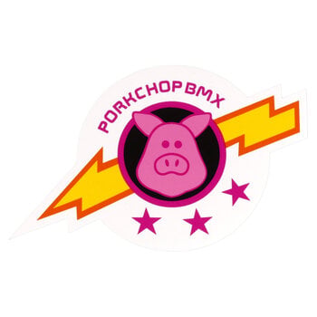 Porkchop BMX Porkchop BMX "PIGS IN SPACE" decal sticker 4 1/4" x 2 3/4" on WHITE