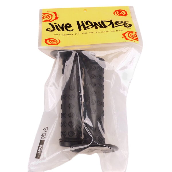 Neal Enterprises NOS Jive Handles old school BMX bicycle grips - BLACK w/ BLACK Trick Tips BAGGED