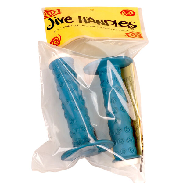Neal Enterprises NOS Jive Handles old school BMX bicycle grips - DARK AQUA (TEAL?) w/ WHITE Trick Tips BAGGED