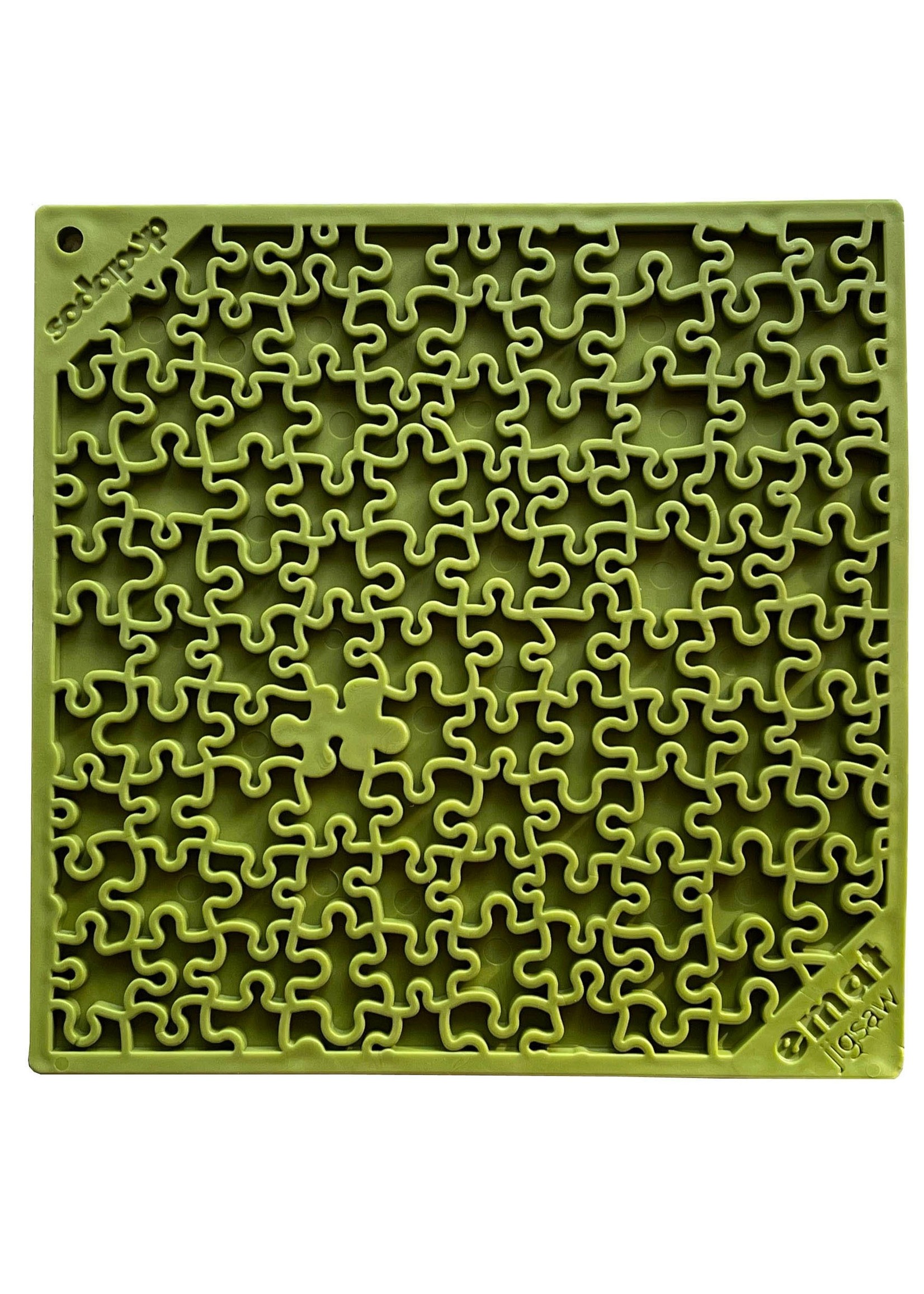 SodaPup Jigsaw Design Emat Enrichment Licking Mat - Olive