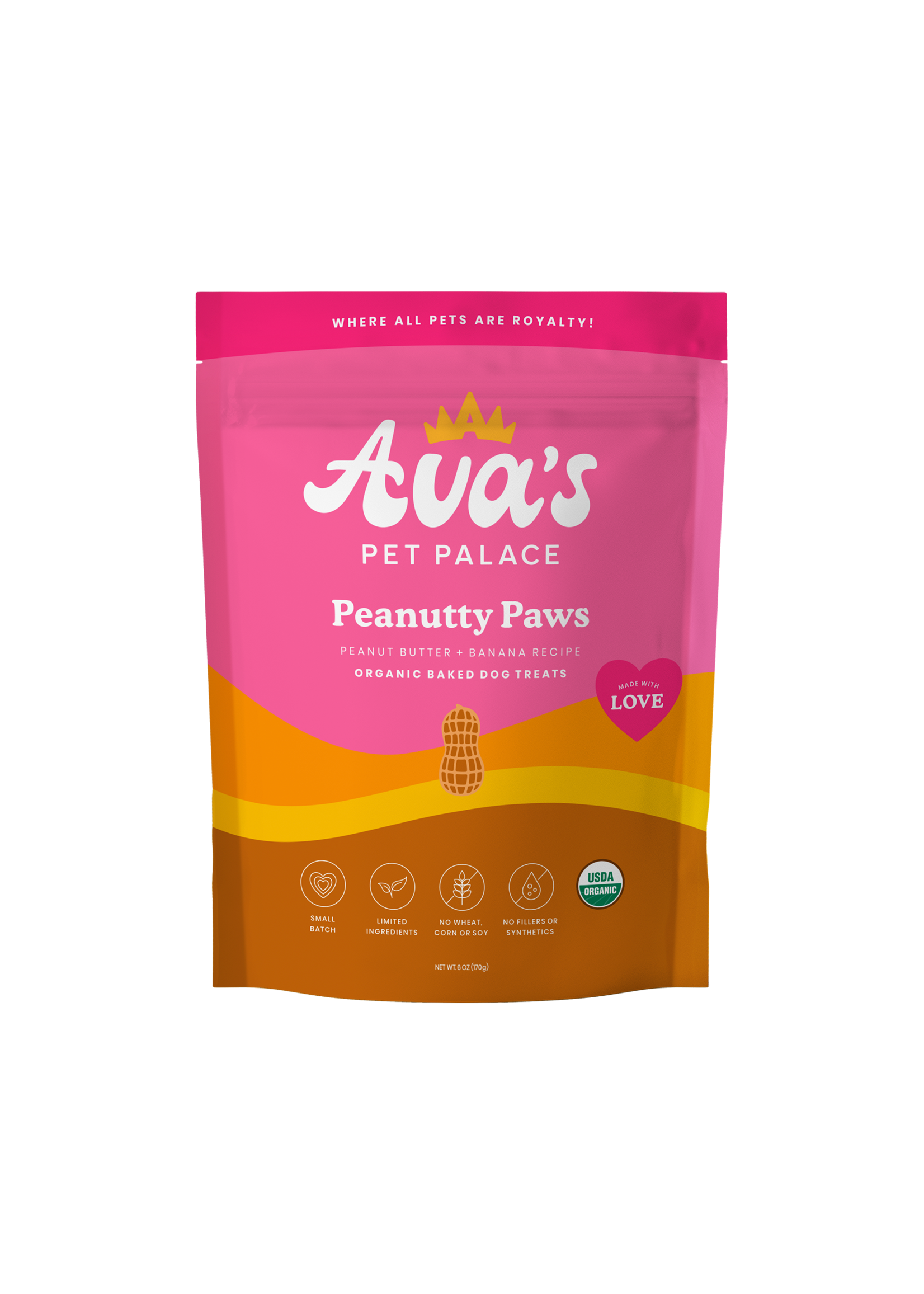 Ava's Pet Palace Organic Baked Dog Treats - Peanutty Paws