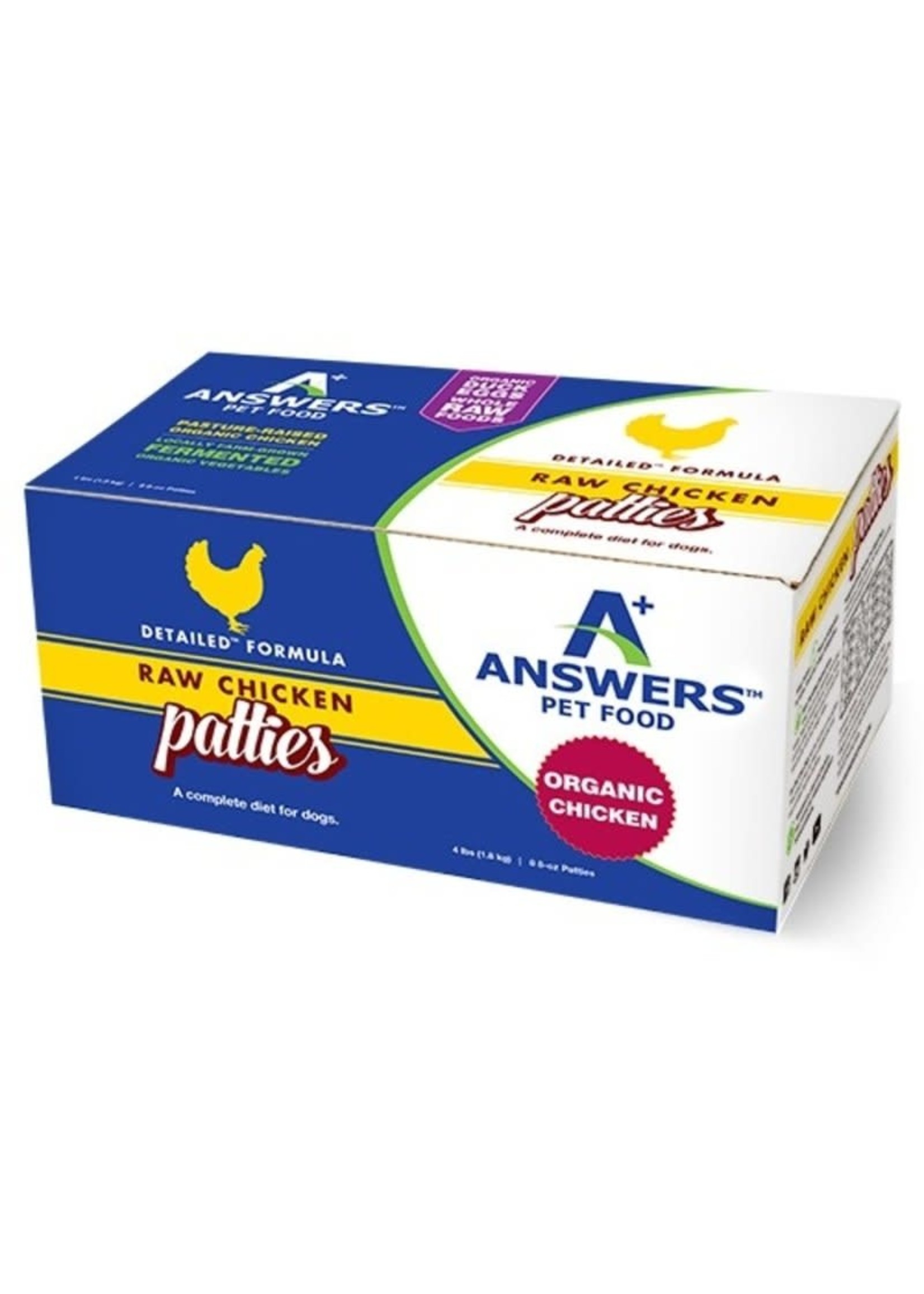 CHICKEN RAW FROZEN 8 OZ PATTIES 8 COUNT EmBARK Dayton Dog Supply