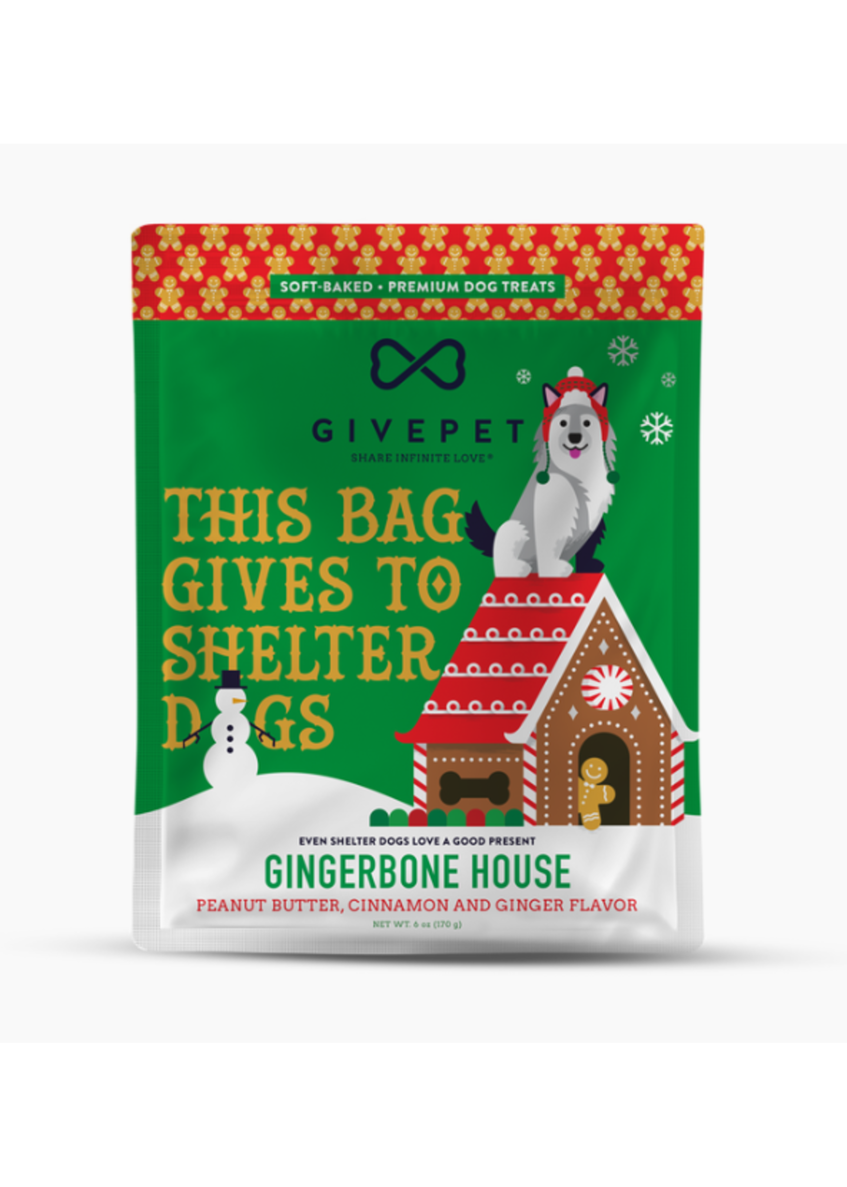 Give Pet 6 oz Gingerbone House Soft & Chewy Treats