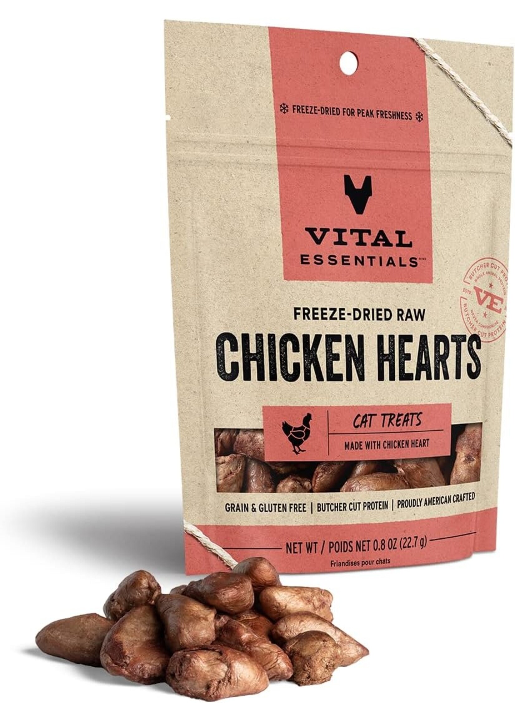 Vital Essentials Cat Freeze-Dried Chicken Hearts .8oz