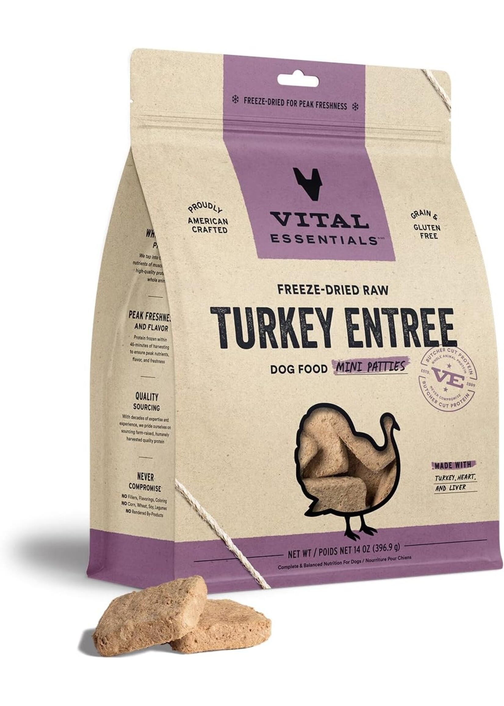 Vital Essentials Freeze-Dried Mini Patties Turkey 14oz