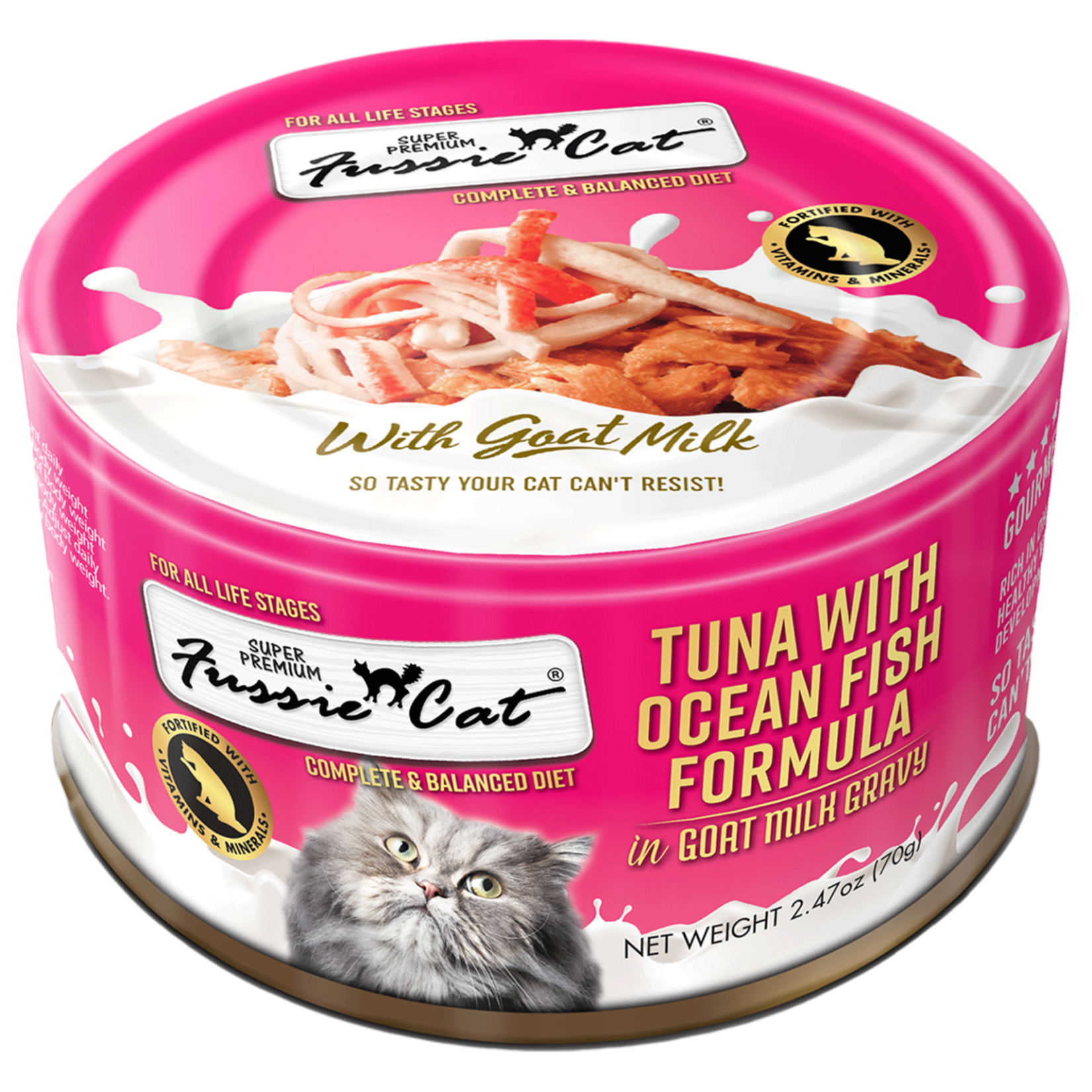 Fussie Cat Super Premium Tuna With Ocean Fish in Goat Milk Gravy Case (24 count)