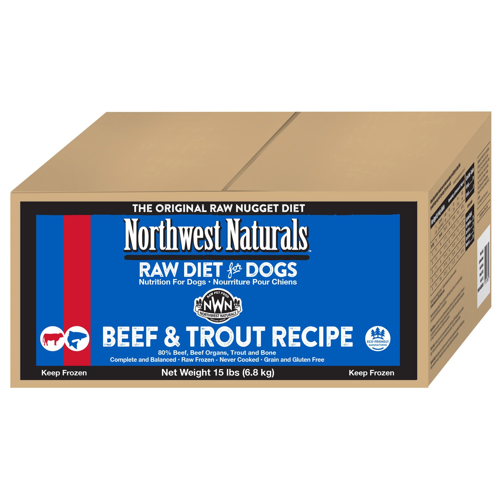 Northwest Naturals Frozen Raw Beef & Trout Nuggets 15LB