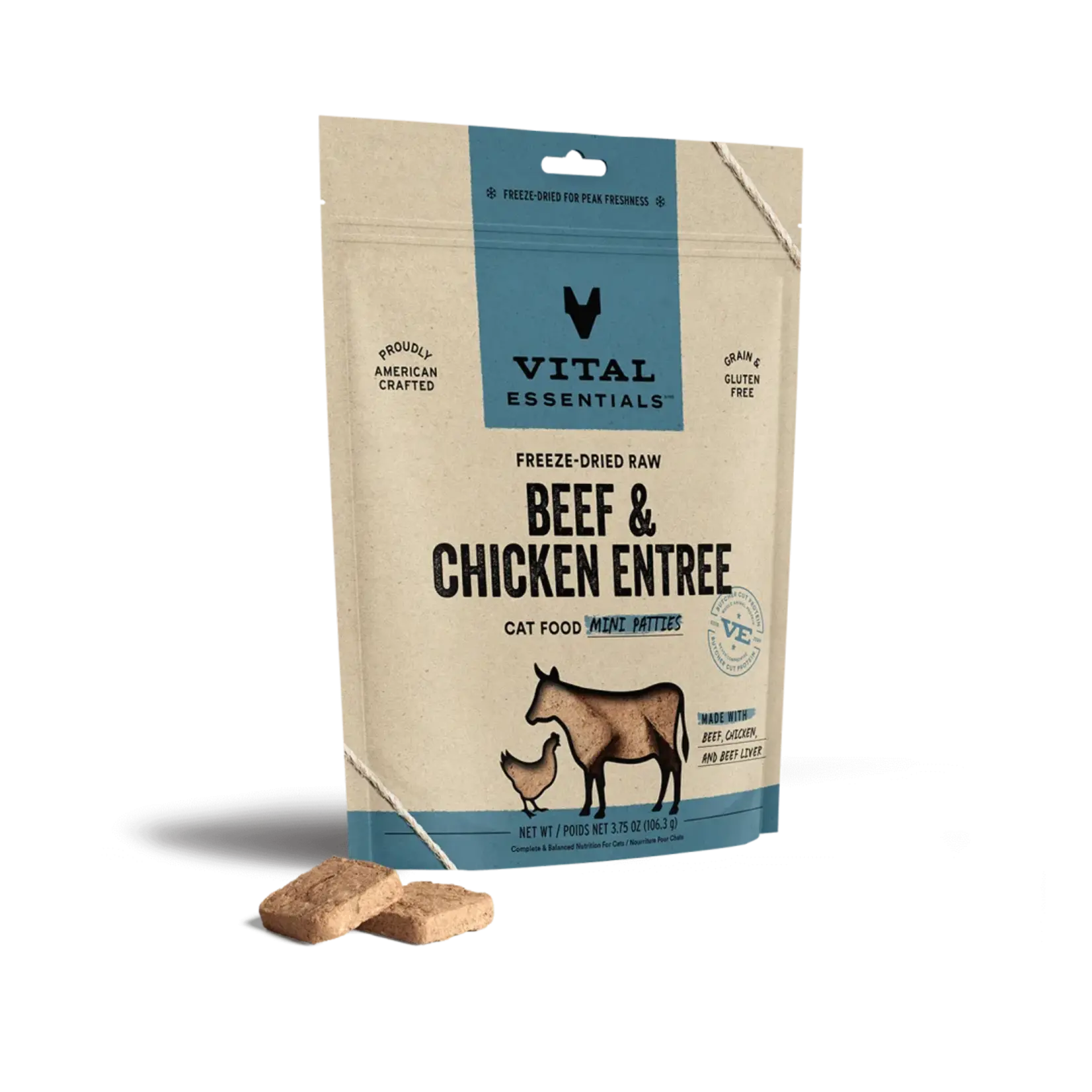 Vital Essentials Cat Freeze-Dried Beef & Chicken Mini Patties 3.5oz