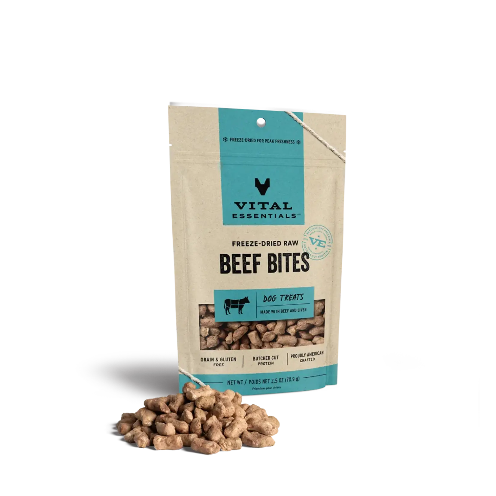 Vital Essentials Freeze-Dried Beef Bites for Dogs 2.5oz