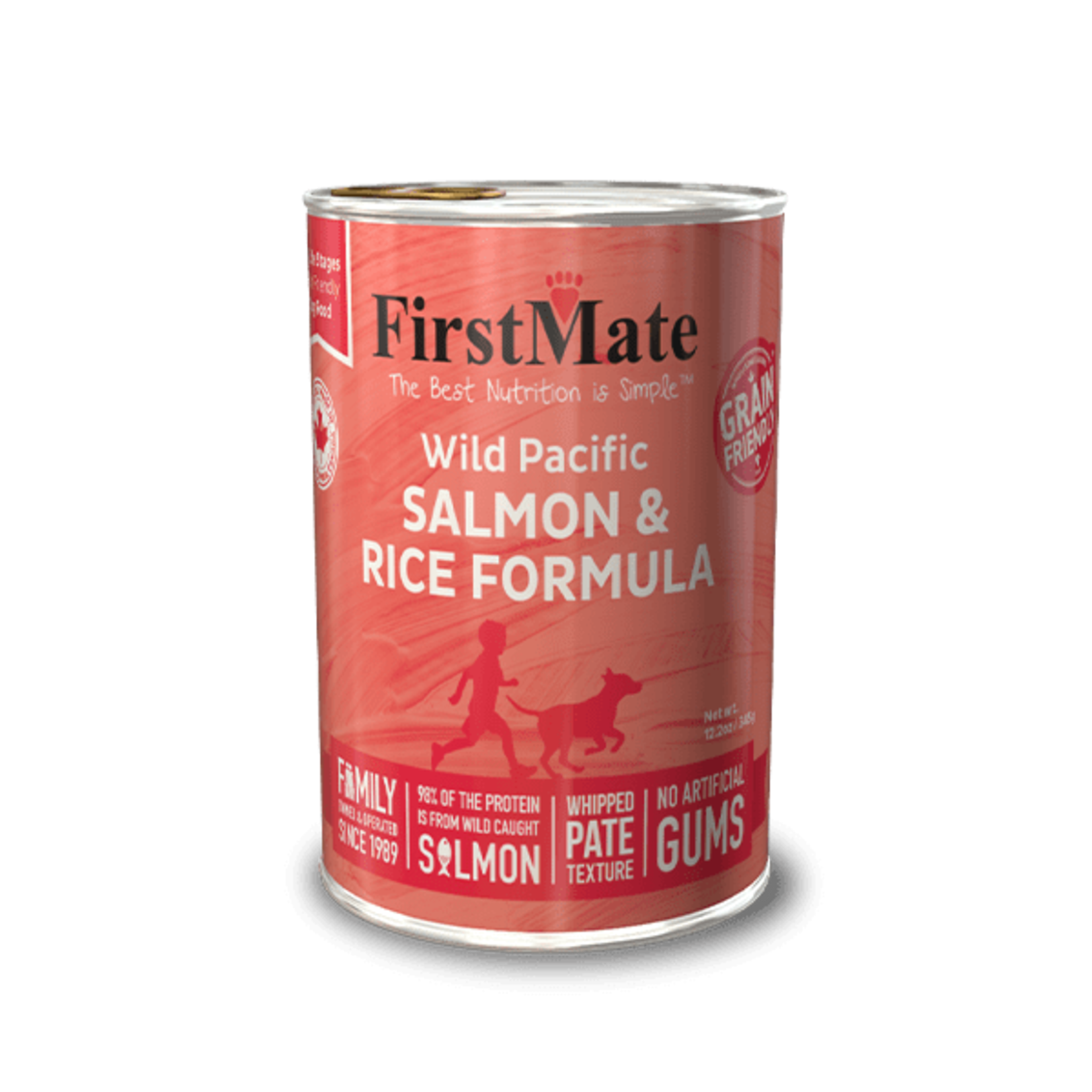 FirstMate Wild Pacific Salmon and Rice Canned Dog Food 12.2oz Can