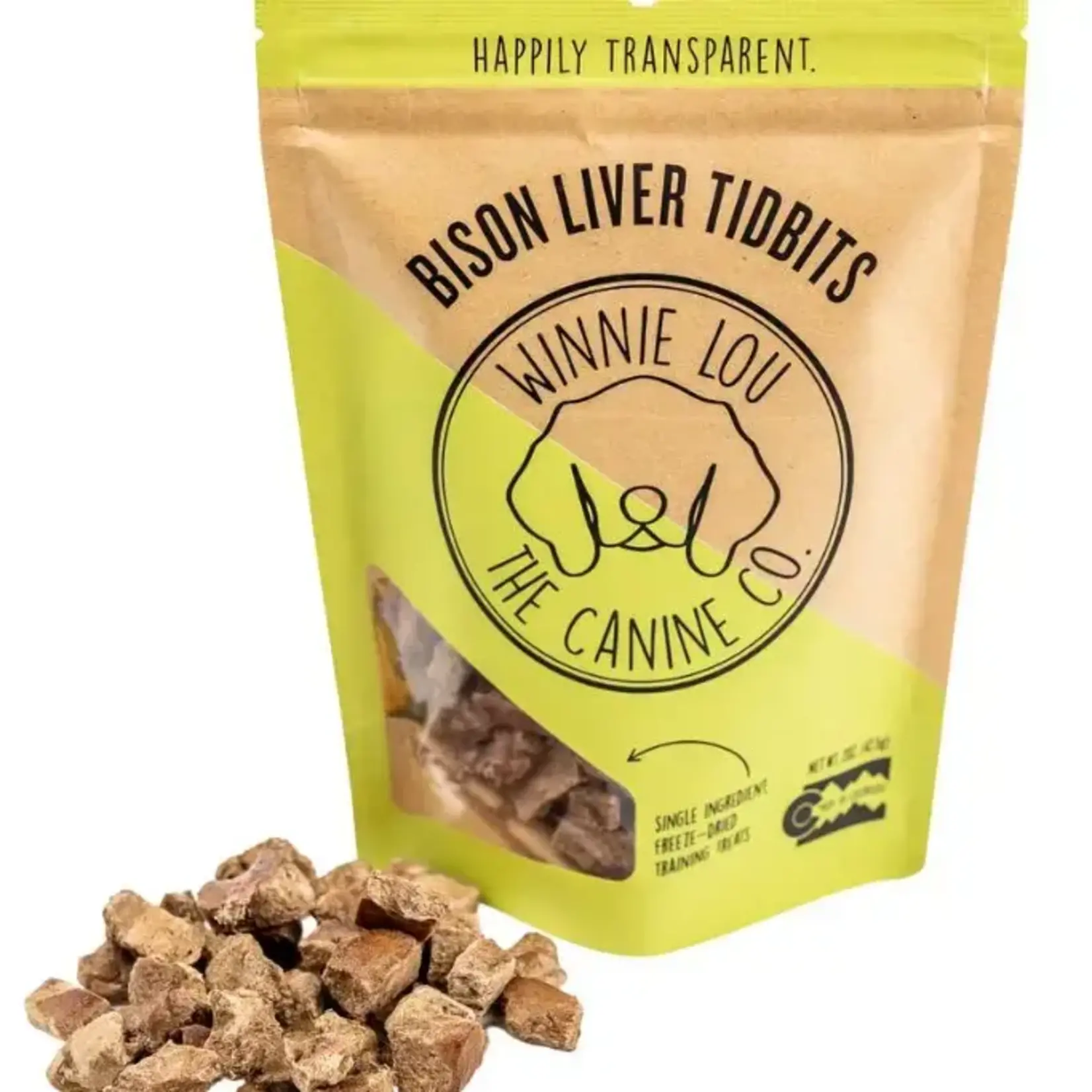 Winnie Lou Bison Liver Tidbits for Dogs 2oz