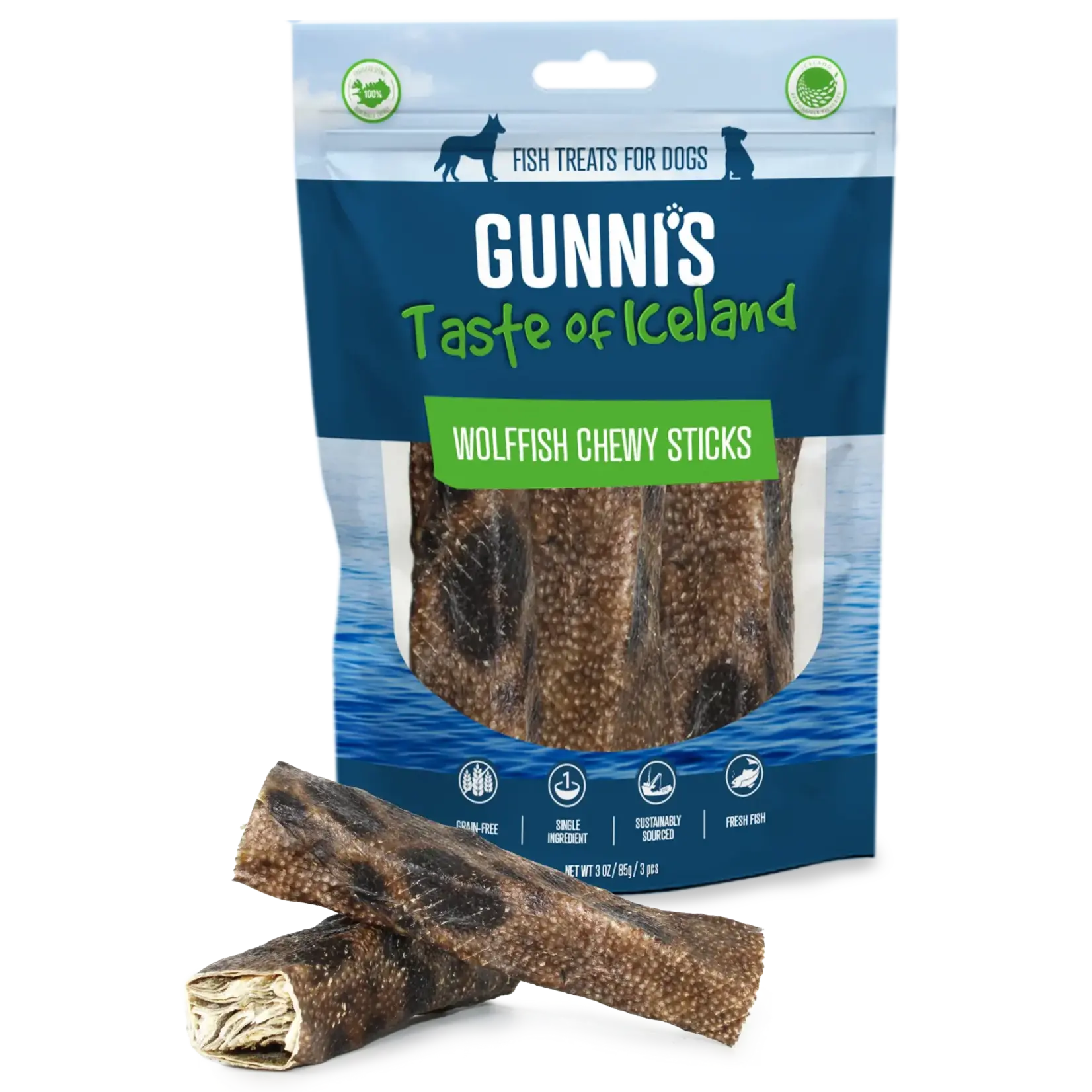 Gunni's Wolffish Chewy Sticks 3oz