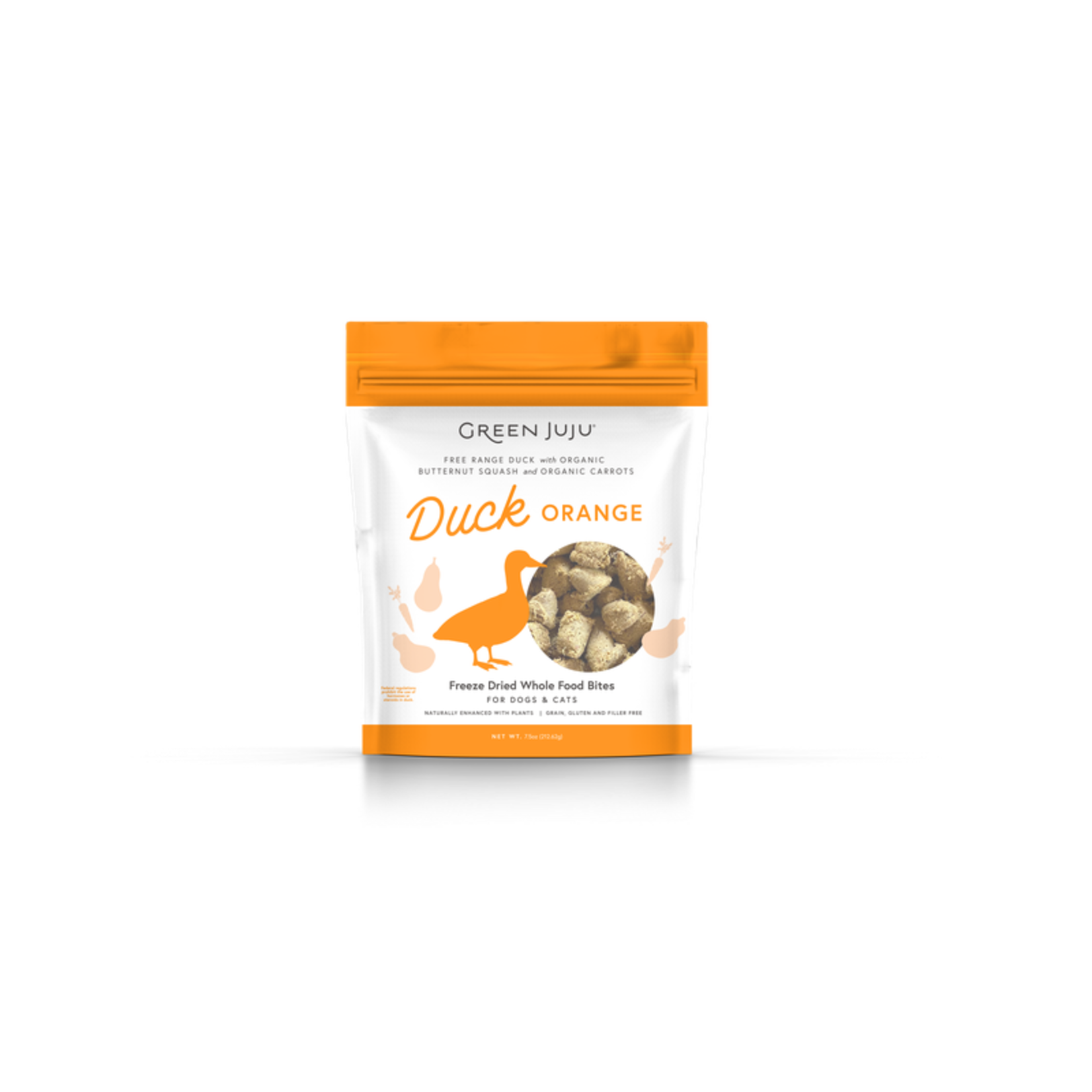 Green Juju Freeze-Dried Duck Orange Whole Food Bites for Dogs & Cats 7.5oz