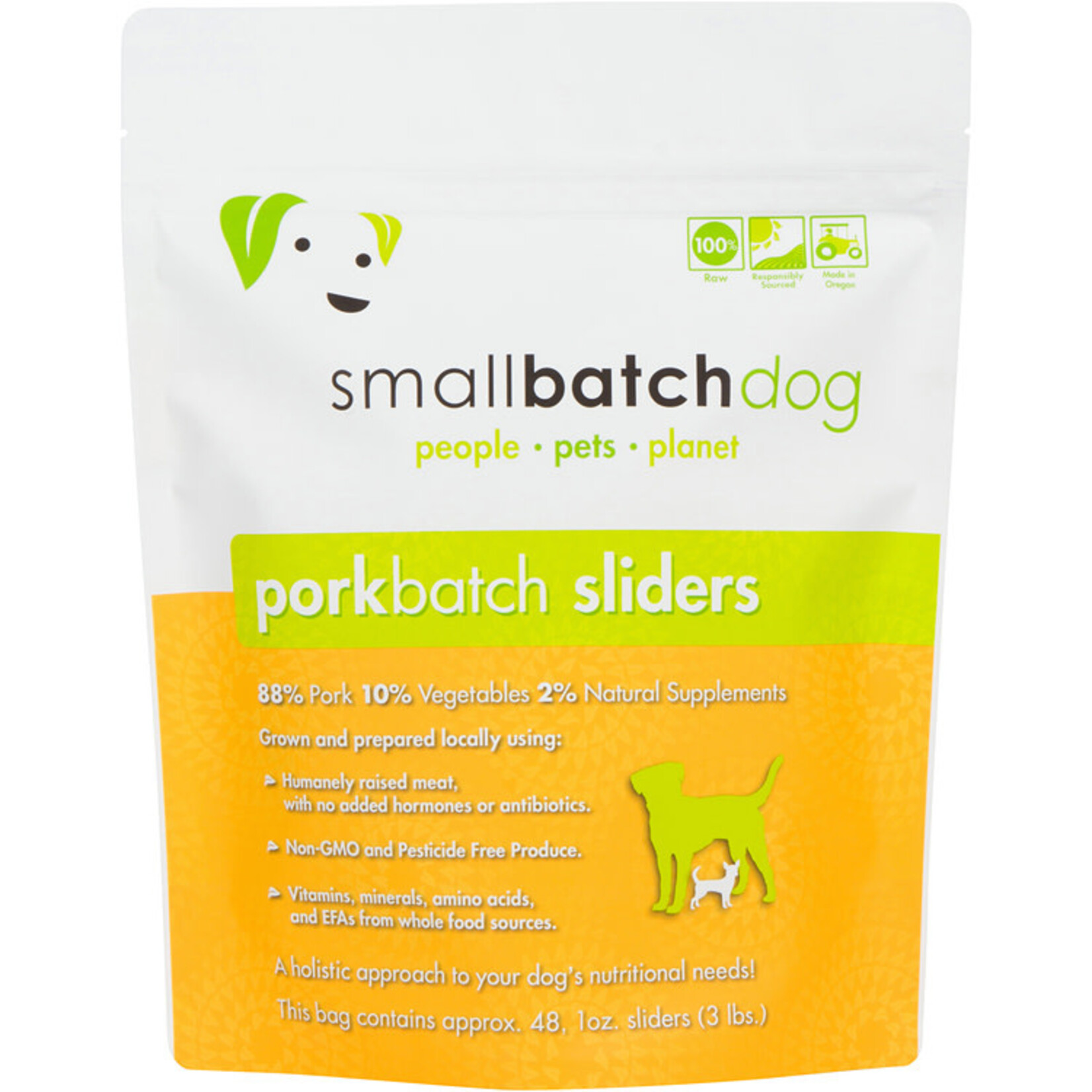 SmallBatch Pets Frozen Raw Pork Sliders for Dogs 3lb