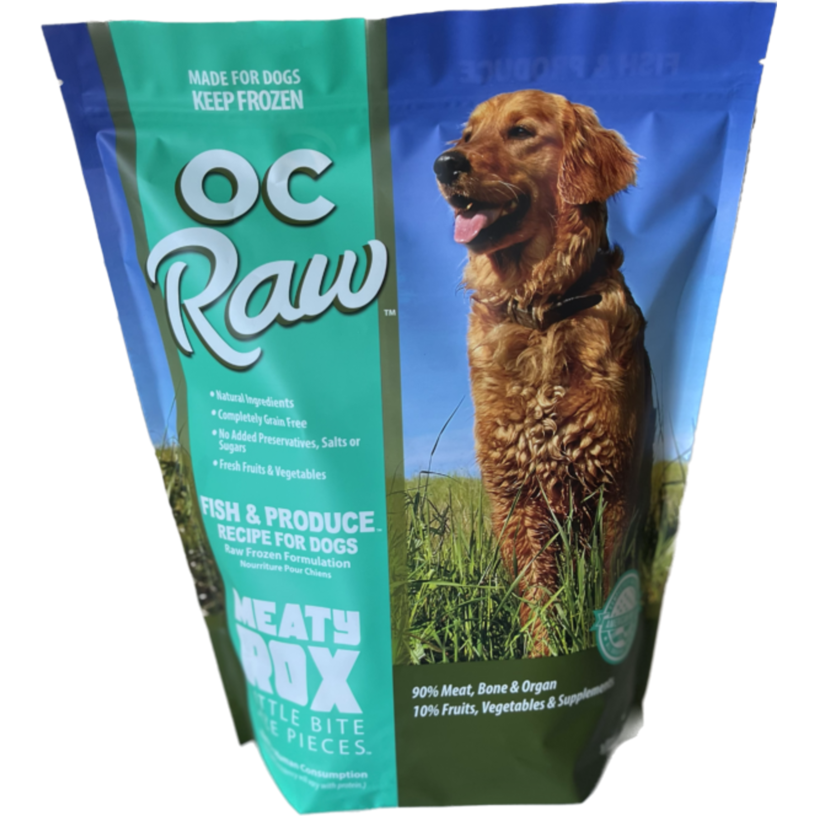 OC Raw Frozen Raw Fish & Produce Meaty Rox for Dogs 3lb