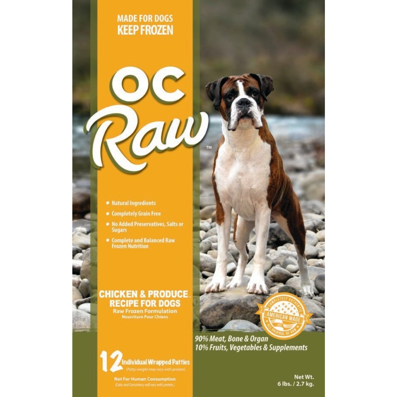 OC Raw Frozen Raw Chicken & Produce Patties for Dogs 6lb