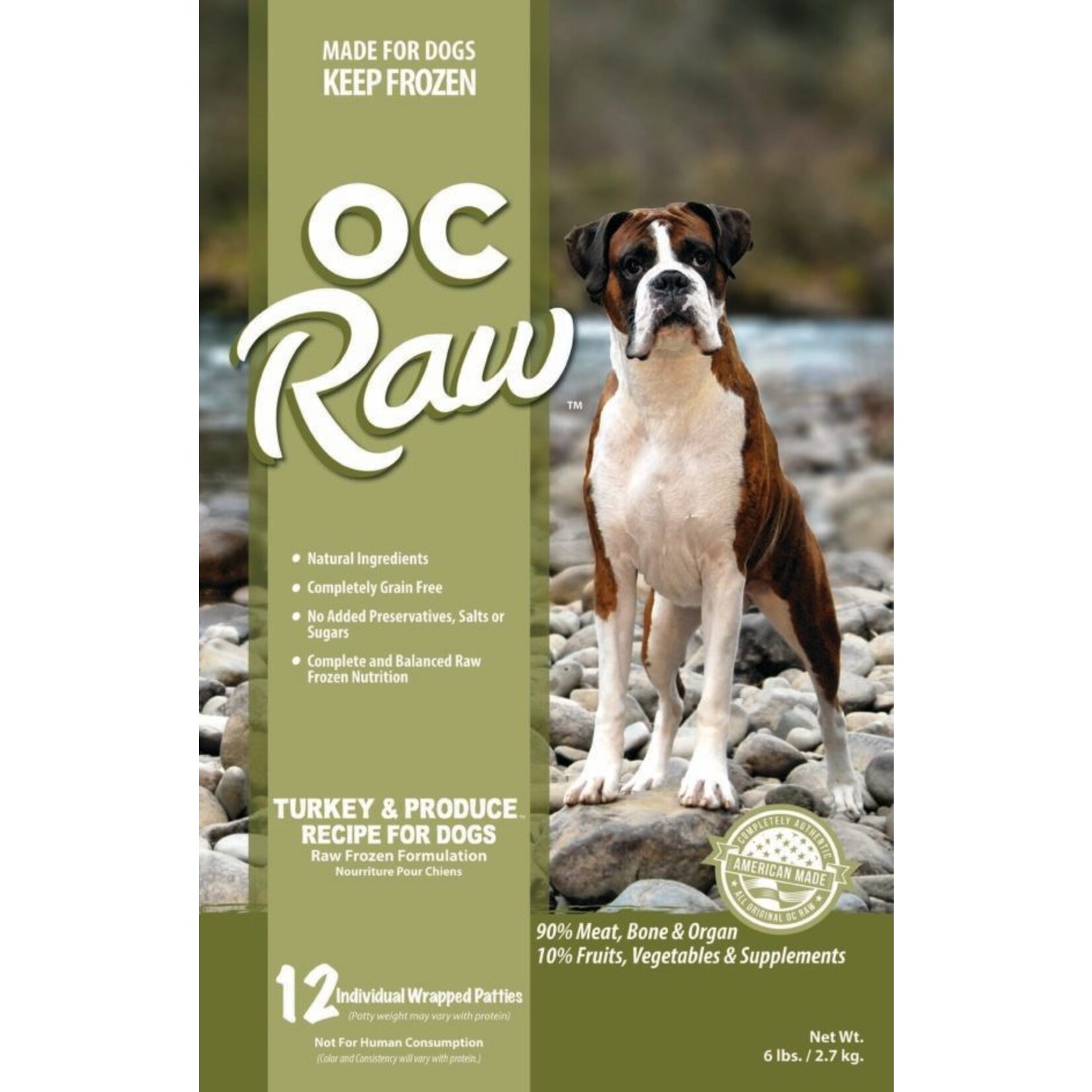 OC Raw Frozen Raw Turkey & Produce Patties for Dogs 6lb