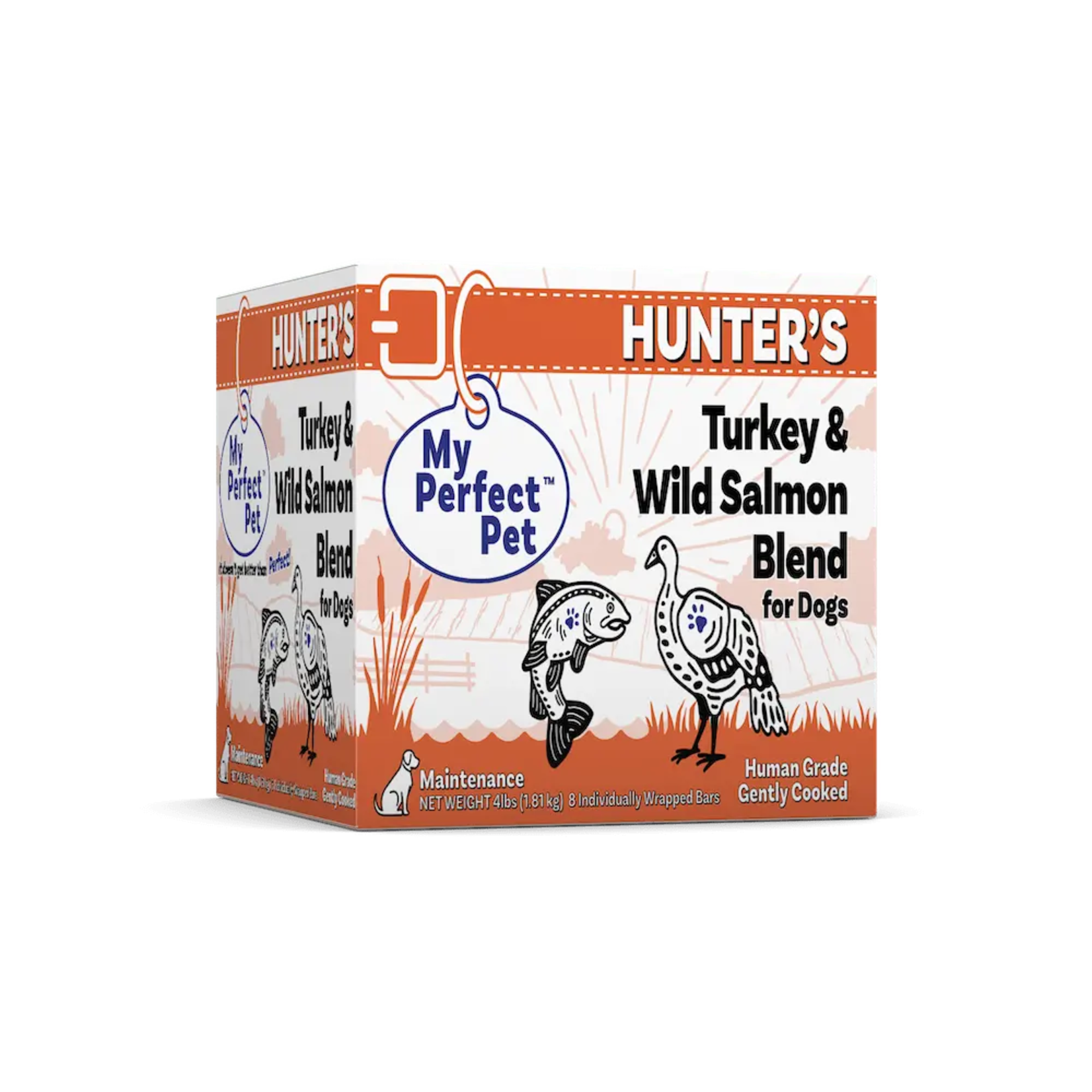 My Perfect Pet Frozen Human Grade Hunter’s Turkey & Wild Salmon Gently Cooked Blend for Dogs 4lb