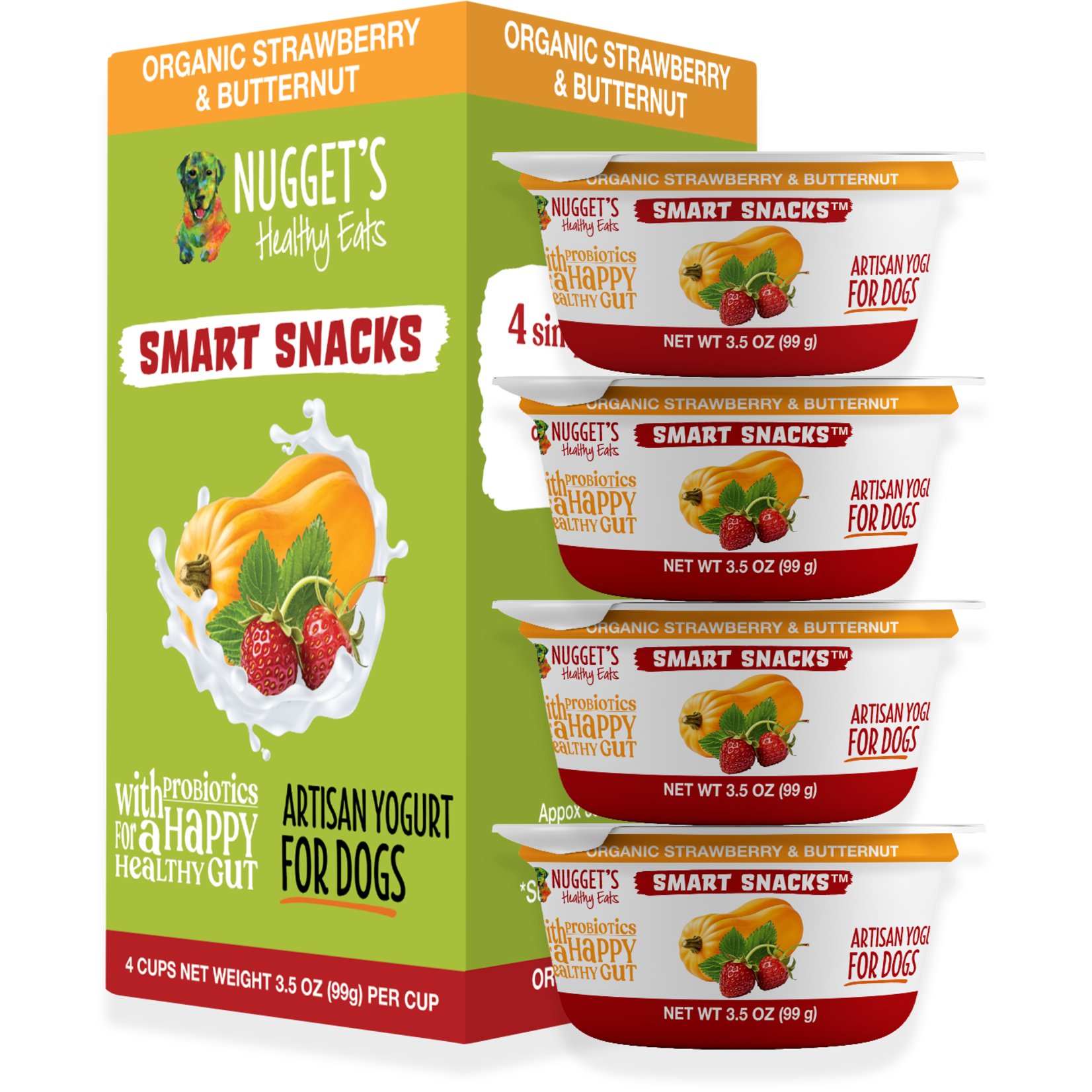 Nugget's Healthy Eats Smart Snacks Frozen Organic Strawberry & Butternut Yogurt (4 pack)