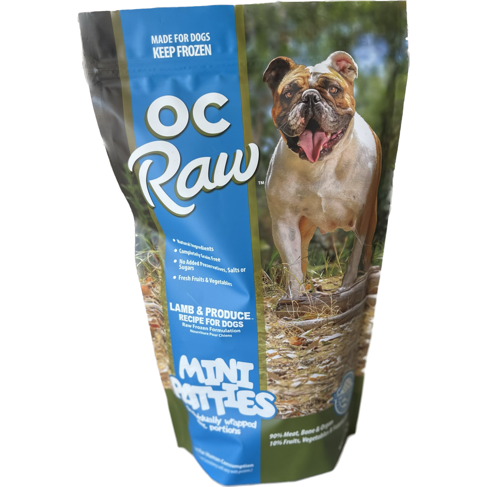 OC Raw Frozen Raw Lamb & Produce Mini Patties for Dogs 4lb