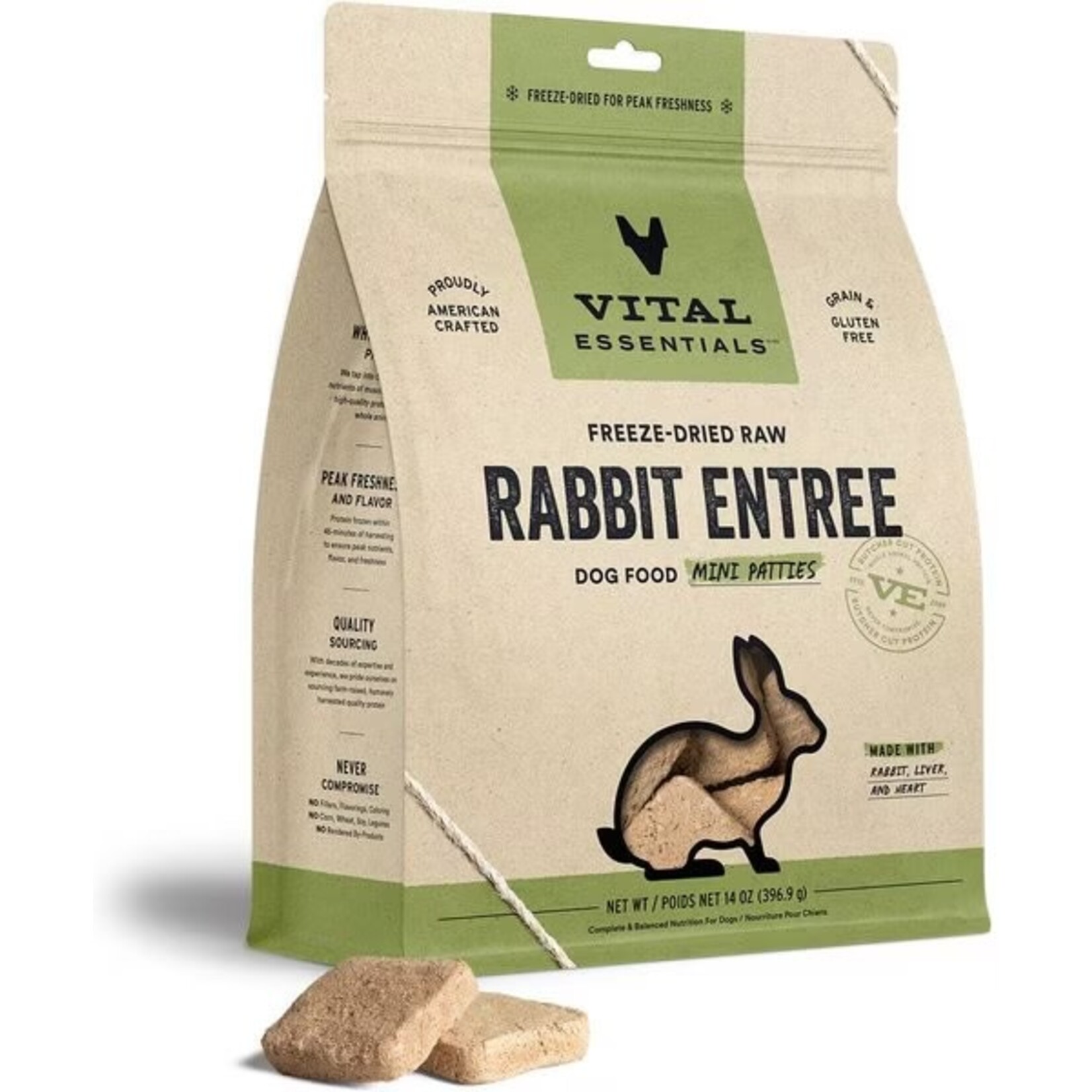 Vital Essentials Vital Essentials Freeze-Dried Rabbit Mini Patties for Dogs 14oz