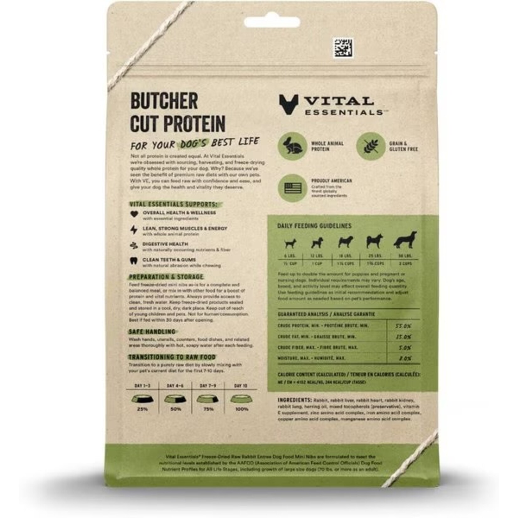 Vital Essentials Vital Essentials Freeze-Dried Raw Rabbit Mini Nibs Entree for Dogs 14oz