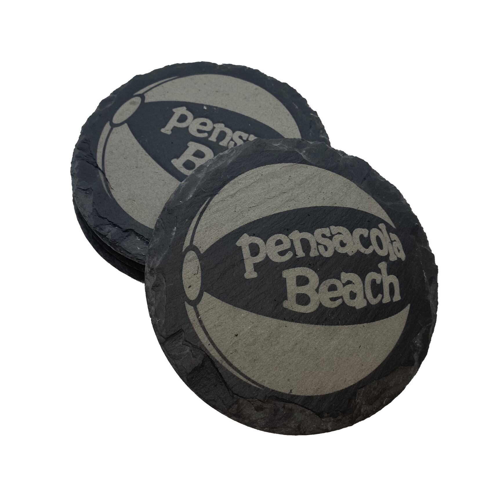 Prim In Proper PB Ball Slate Coaster 4" Round 4 pc