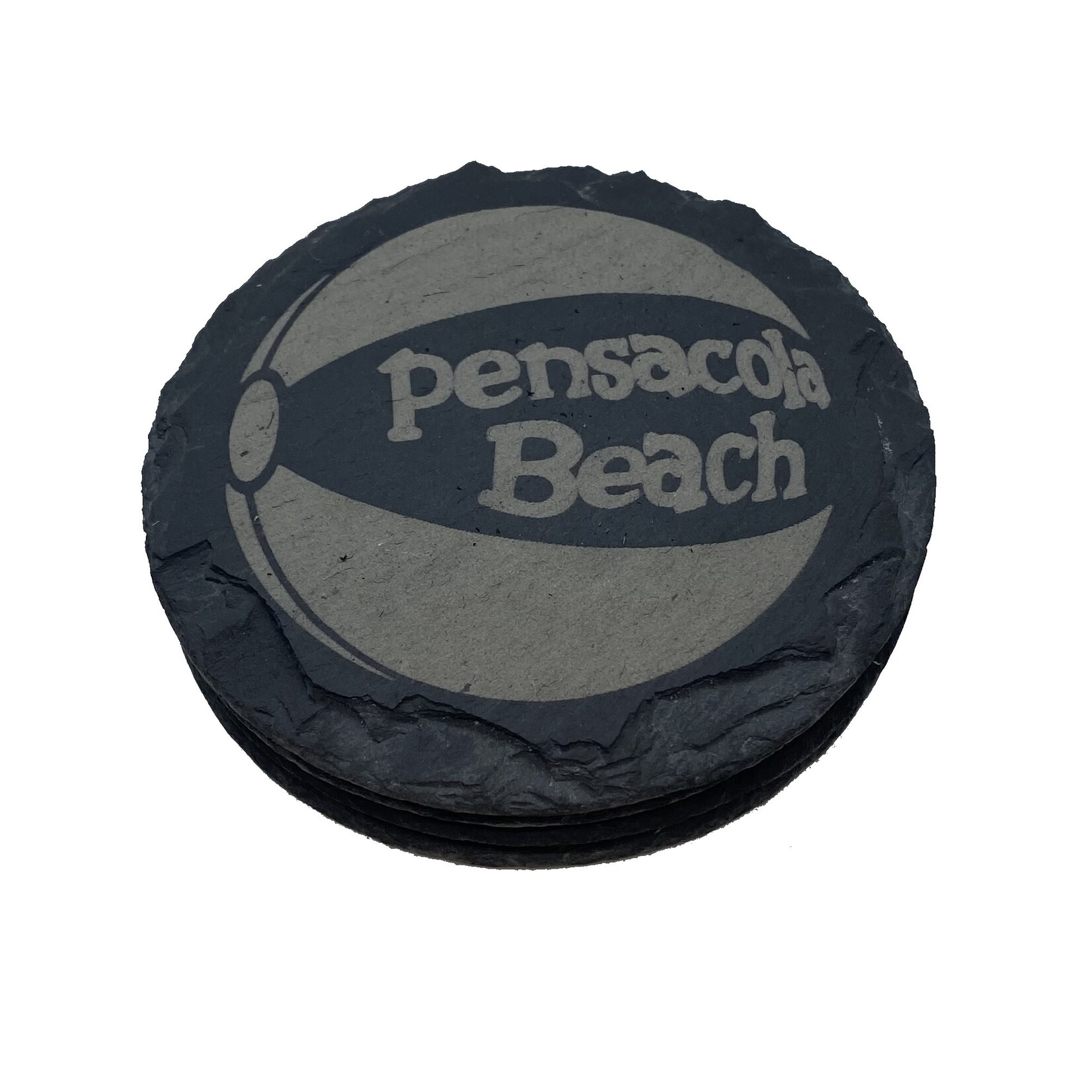 Prim In Proper PB Ball Slate Coaster 4" Round 4 pc