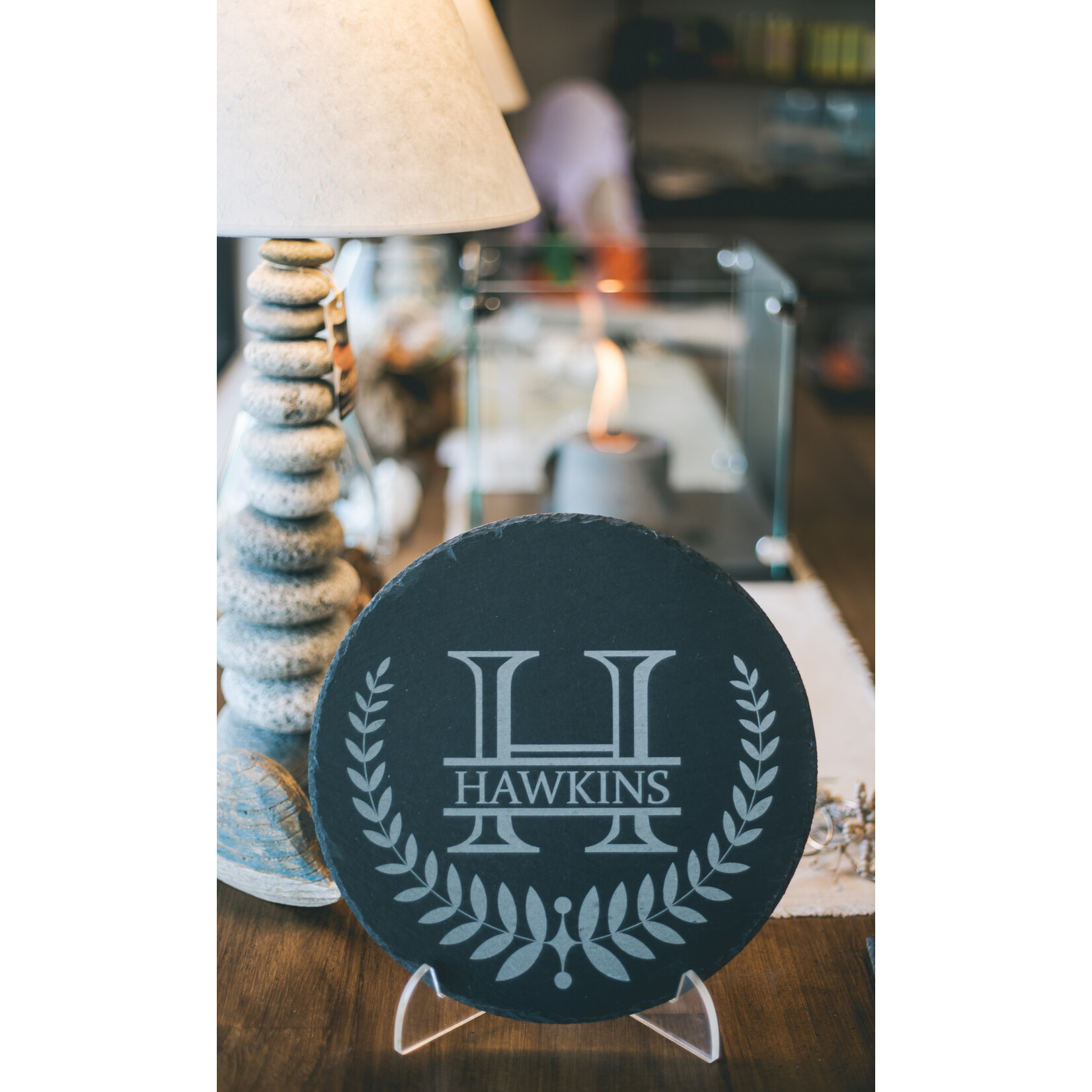 Prim In Proper Custom Engraved Round Slate Tray 12"
