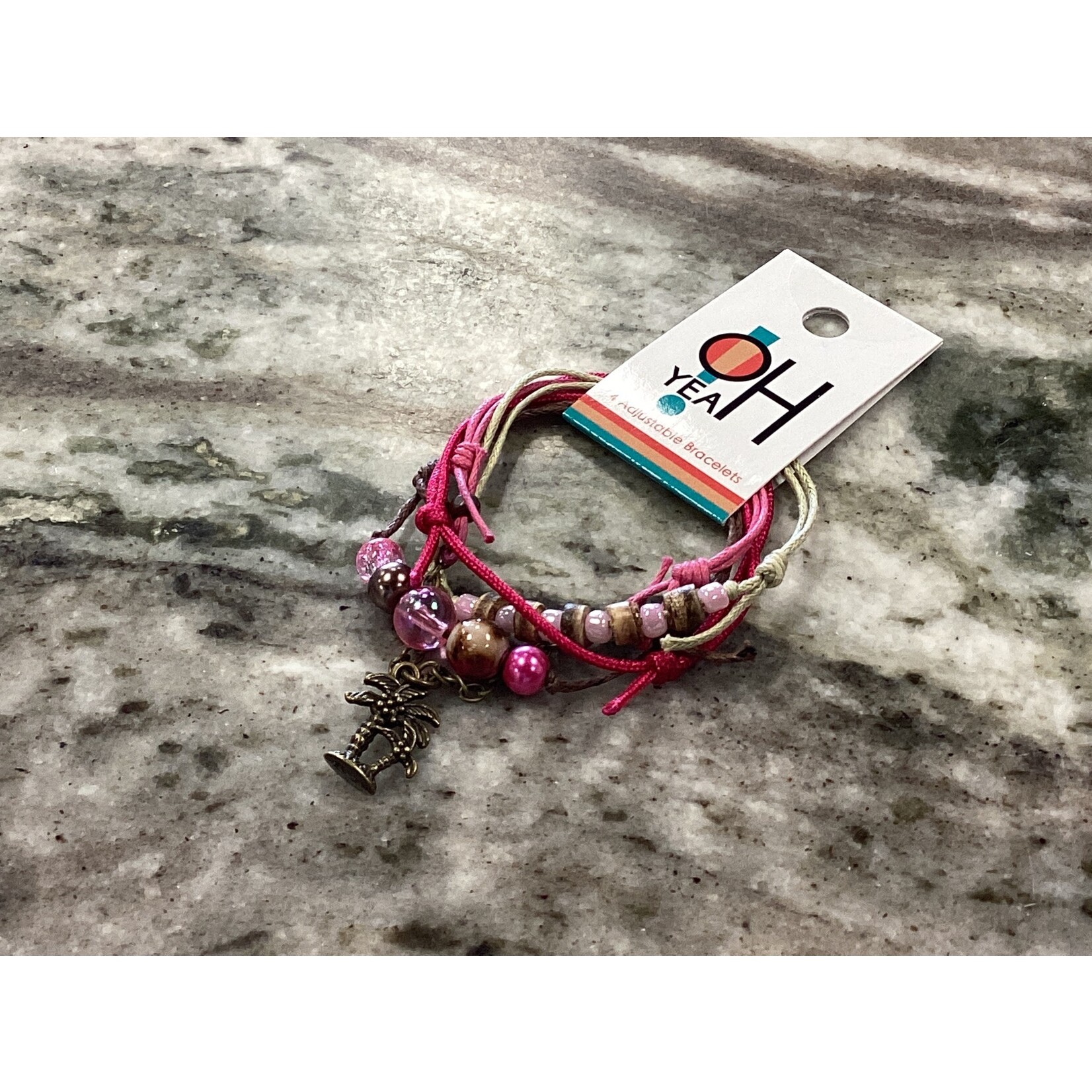 O Yeah Gifts Palm Tree Bracelets, Pink Strings
