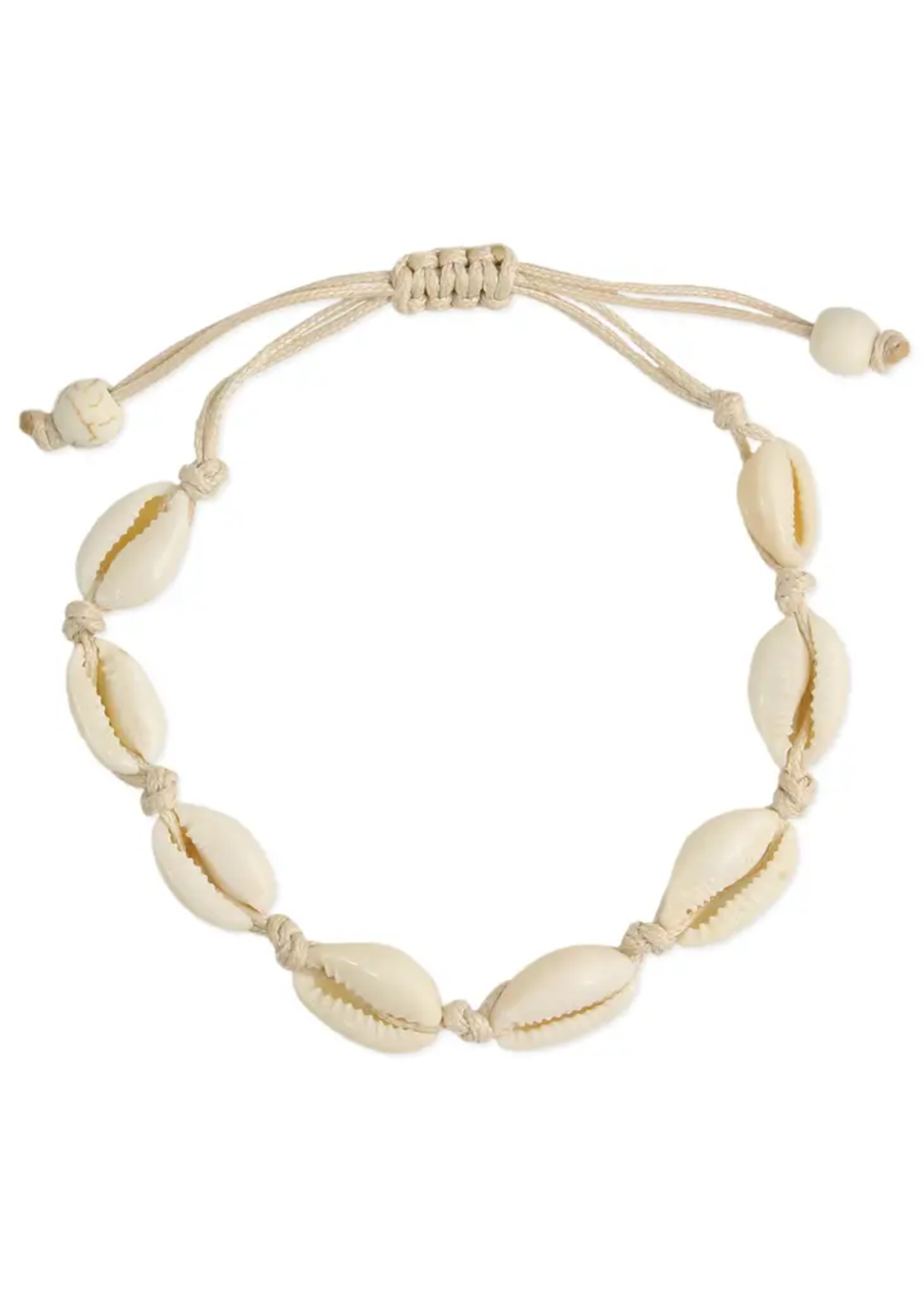 ZAD Beach Basics Tan Cord & Cowry Shell Anklet