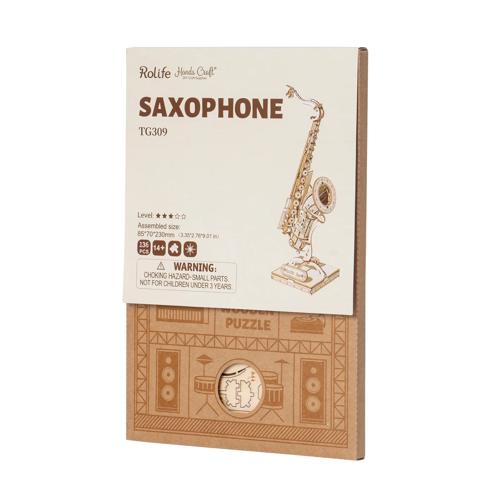 Hands Craft 3D Wooden Puzzle: Saxophone