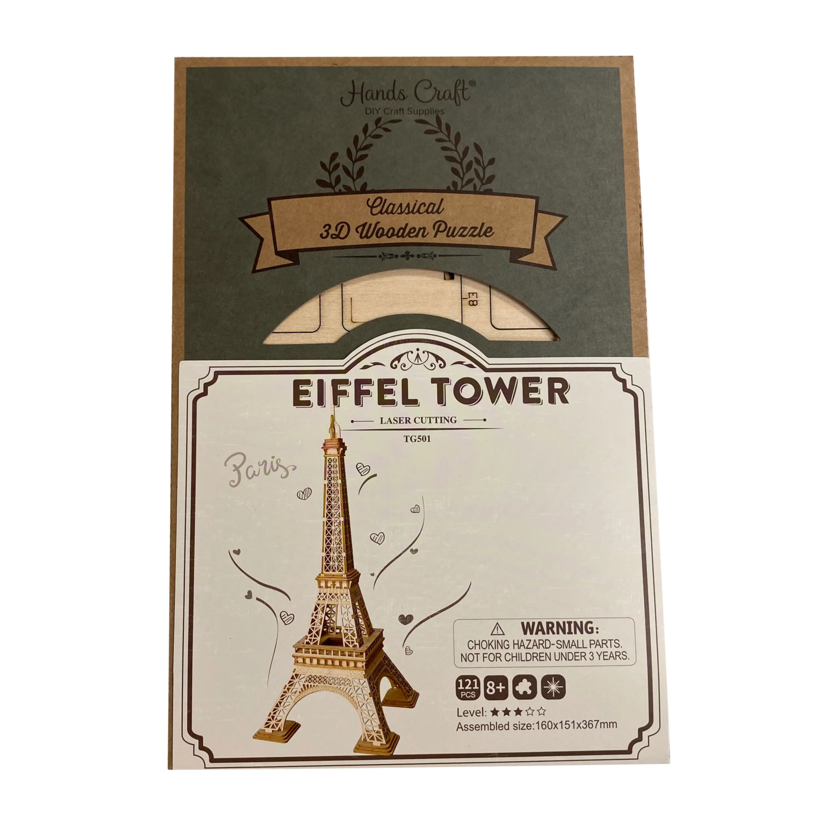 Hands Craft 3D Wooden Puzzle: Eiffel Tower