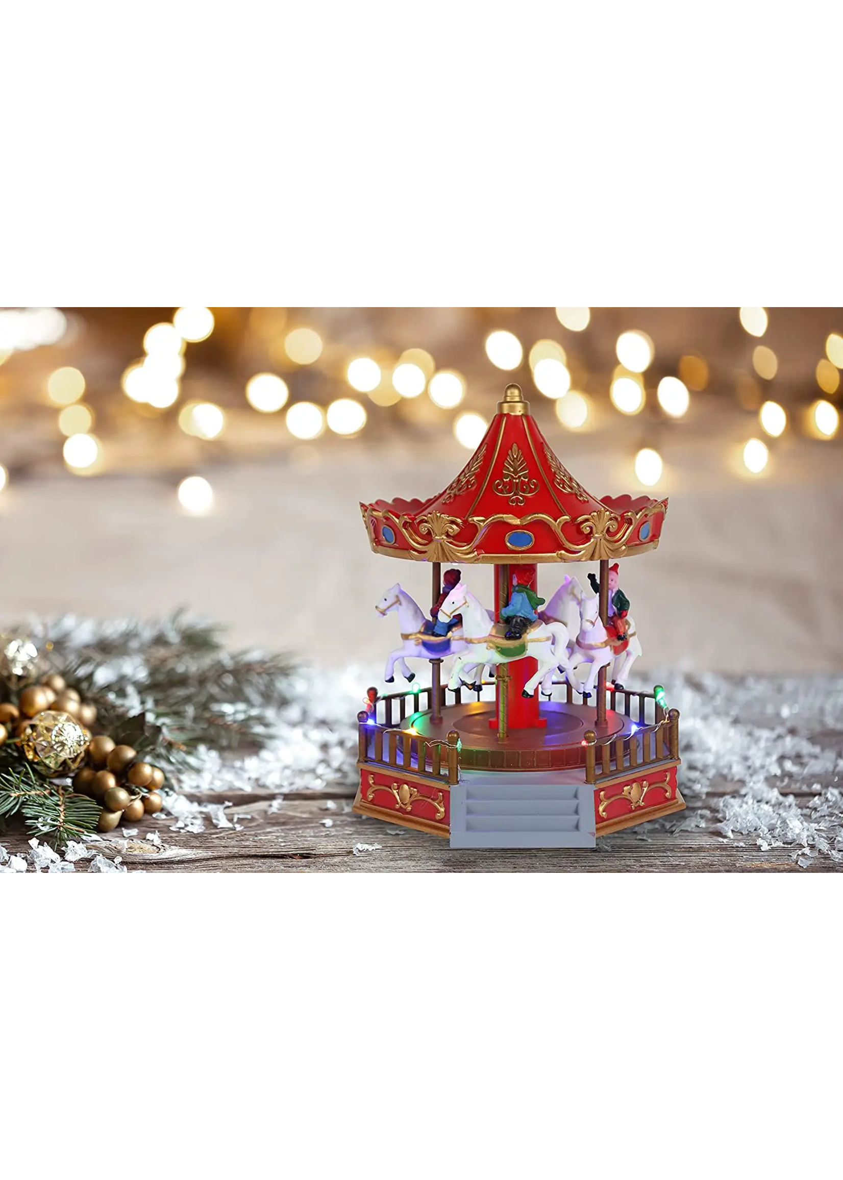 Top Treasures Carousel Animated Christmas Village