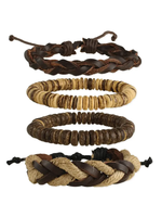 ZAD Driftwood Beach Wood & Cord - Set of 4 Bracelet