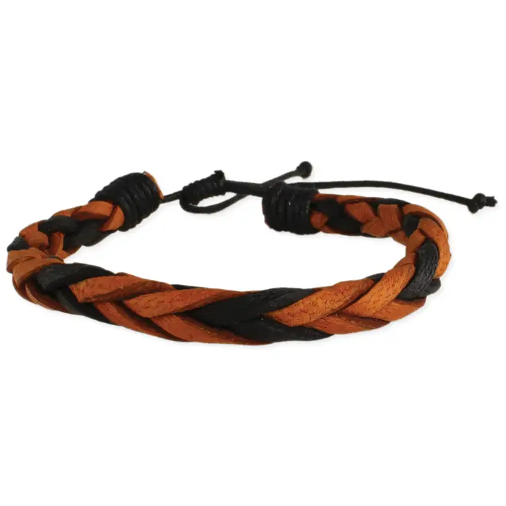 Black & Brown Braided Leather Bracelet - Prim in Proper