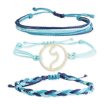 ZAD Blue Cord & Wave Charm Bracelet