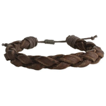 ZAD Brown Braided Leather Pull Bracelet