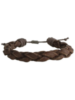 ZAD Brown Braided Leather Pull Bracelet